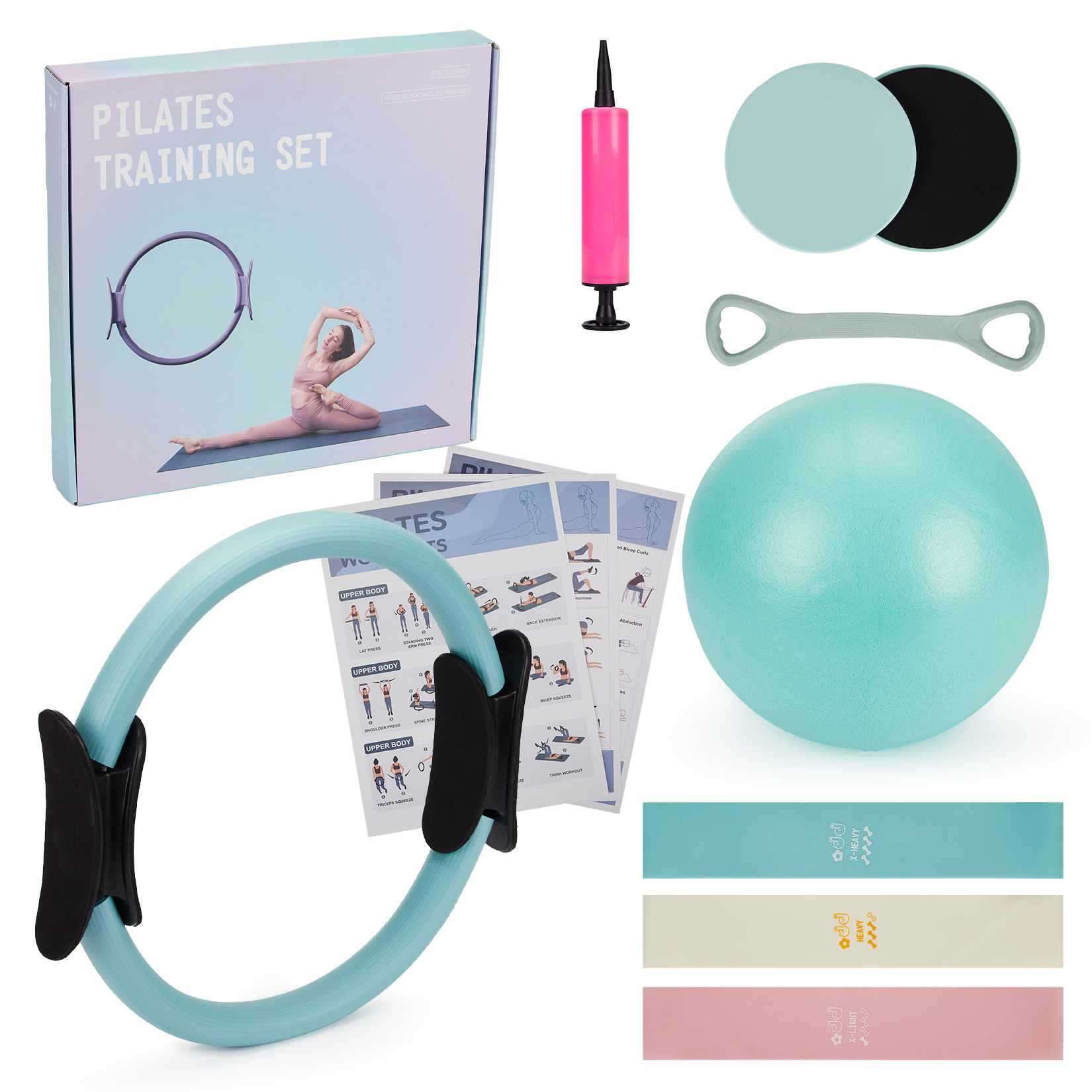 Yoga Fitness Bar - Set Latihan Pilates, Ring Pilates 6-in-1,