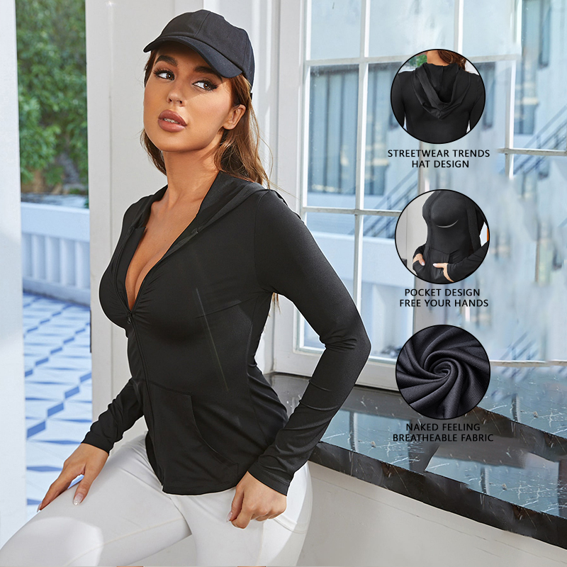 Jaket Olahraga Wanita Hitam, K - Yoga Fitness Wear ulasan dan harga